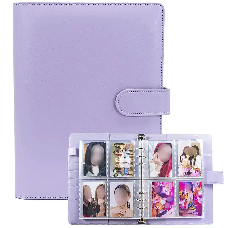 Simples Market A5 purple PU leather photocard binder with 6-ring binding and 4-pocket sleeves