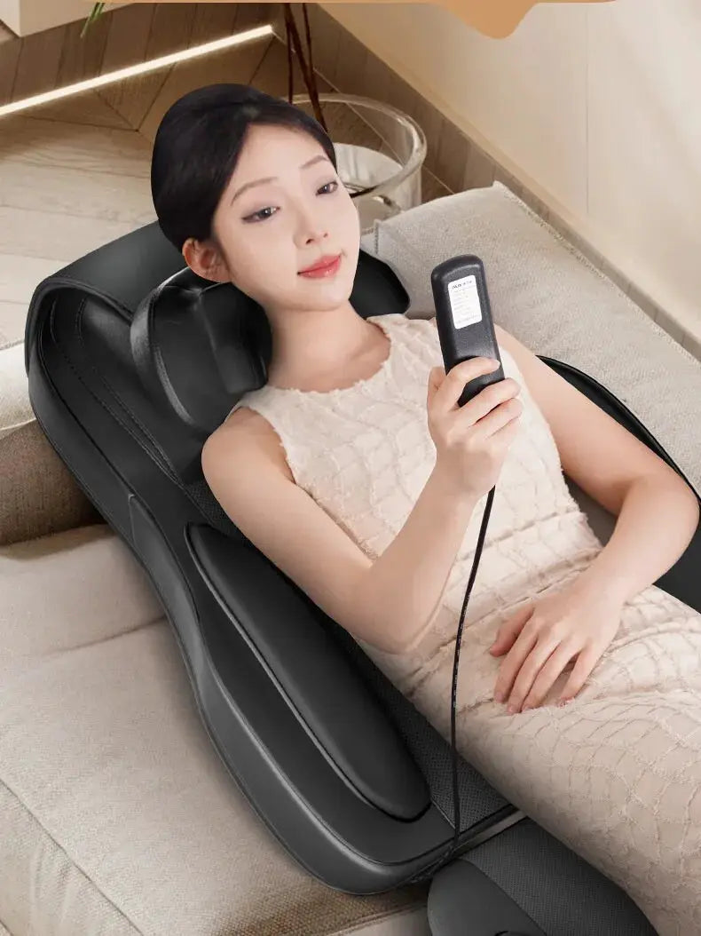 Simples Market full-body electric massage chair cushion in black with handheld remote