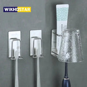304 Stainless Steel Toothbrush And Shaver Cup Holder Wall Mounted Bathroom Accessories Set
