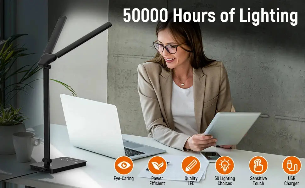 Double Head LED Desk Lamp by Simples Market, black dual swing-arm desk lamp for home office