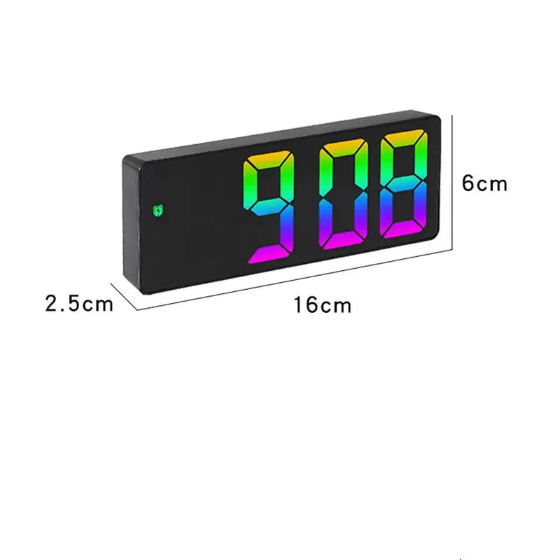 Simples Market acrylic mirror digital alarm clock with rainbow LED display