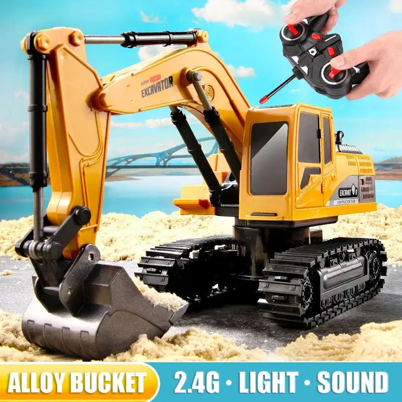 RC Excavator 2.4GHz Ready To Run 6 Channel And 5 Channel Alloy And Plastic Engineering Vehicle Scale For Kids Gift