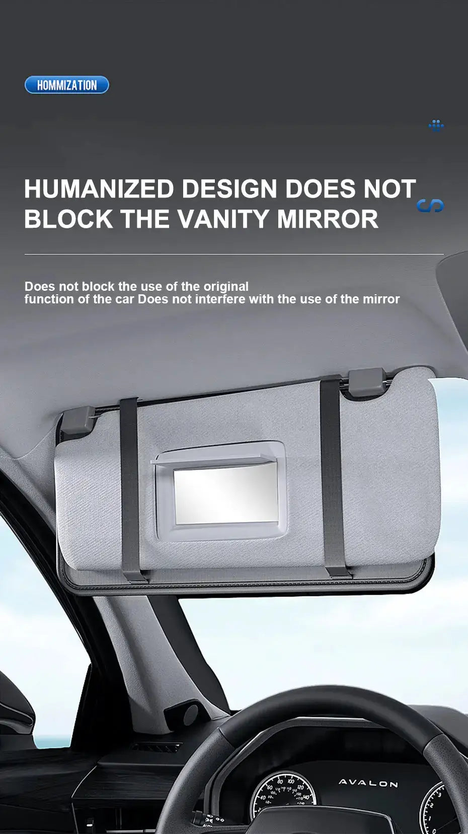 Car sun visor organizer in gray leather with multiple pockets for sunglasses, cards and small items