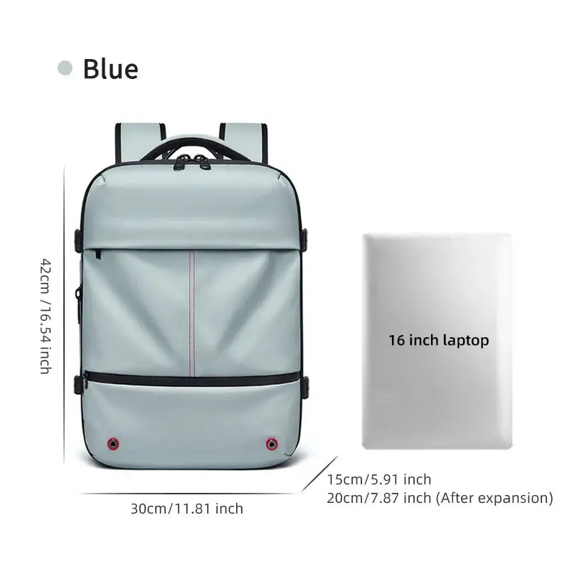 VoyagePro Travel Casual 16 Inch Vacuum Compression Laptop Backpack With USB Charging Waterproof Oxford 40L Expandable