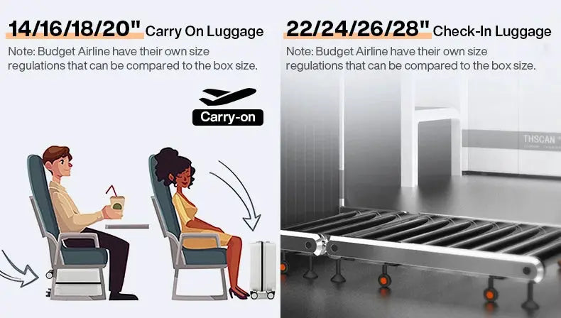 Mixi suitcases by Simples Market: 20-inch cabin carry-on and 22/24/26/28-inch check-in luggage