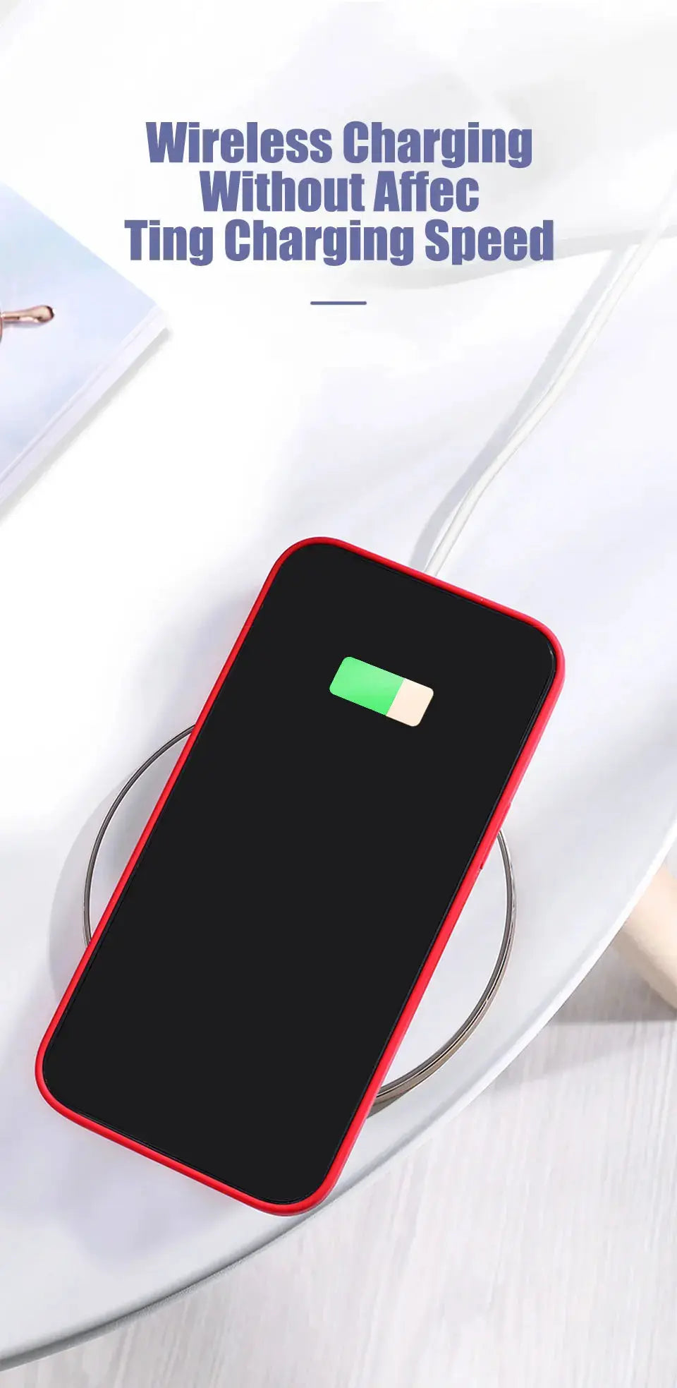 Original liquid silicone red phone case for Apple iPhone on wireless charger, shockproof back cover