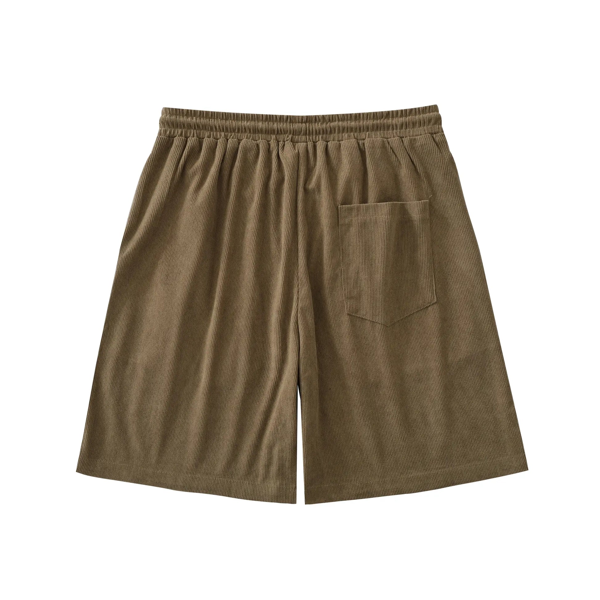 Simples Market men's brown corduroy shorts with elastic waistband and front pocket