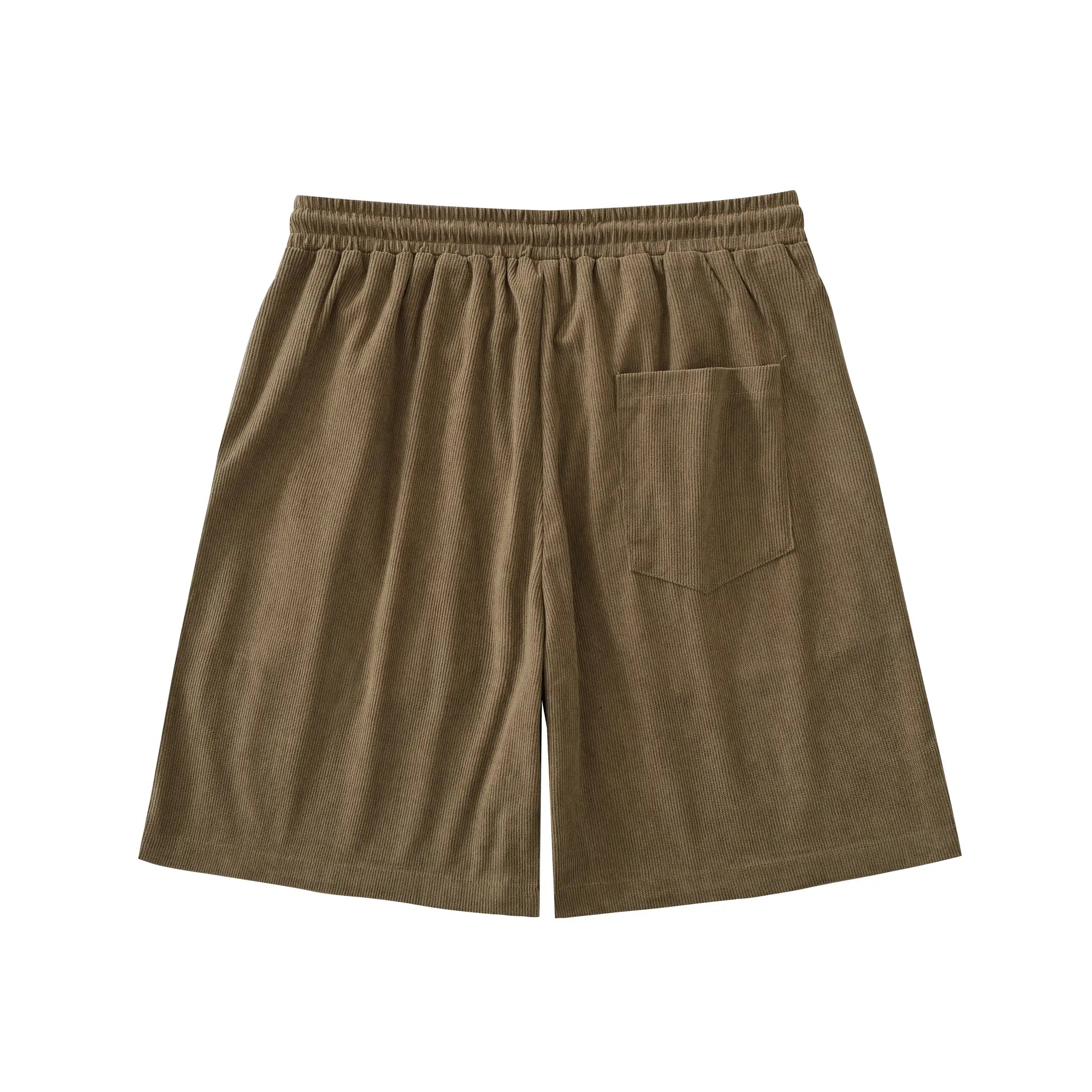 Simples Market men's brown corduroy shorts with elastic waistband and front pocket