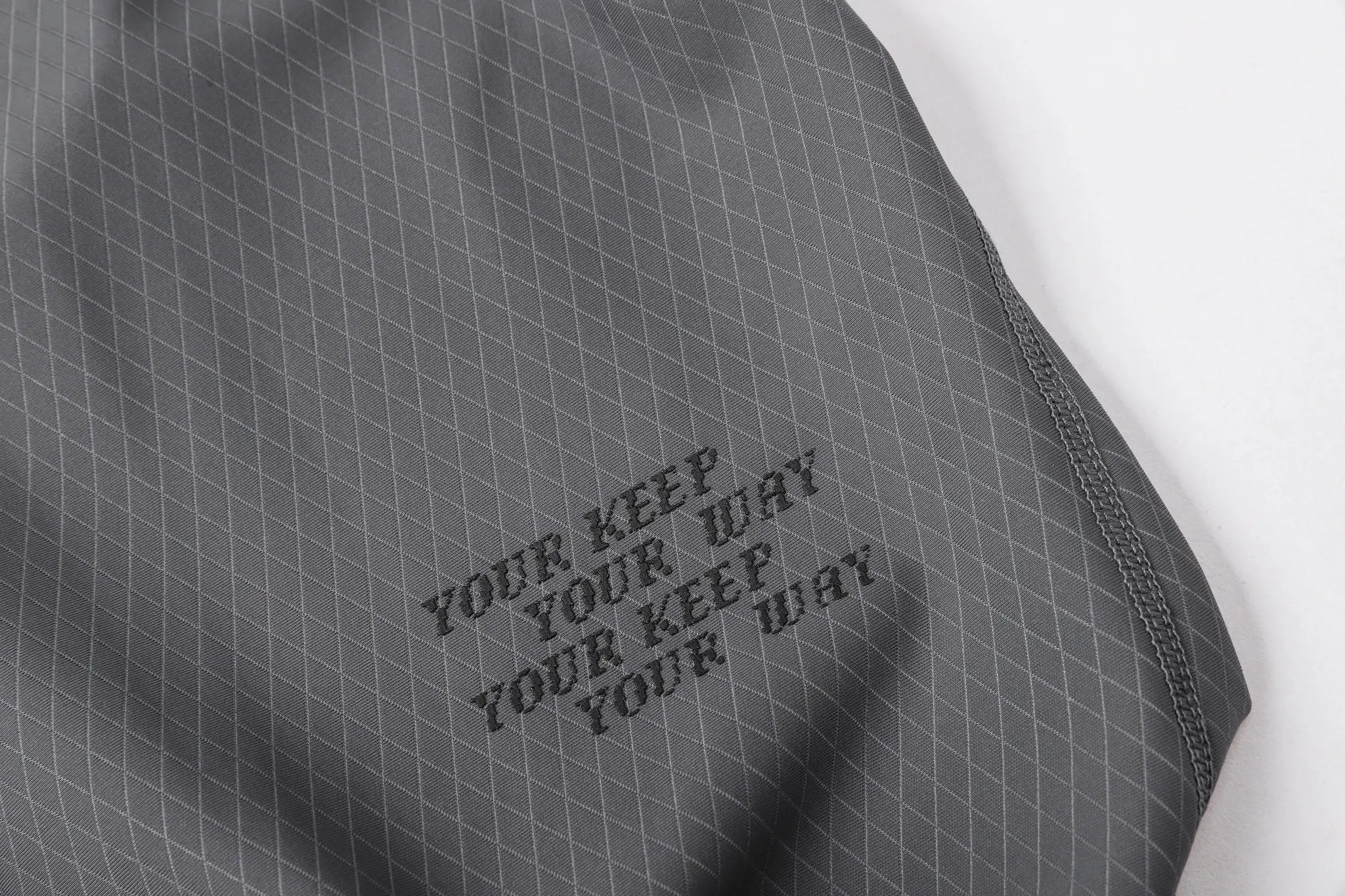 Simples Market YKYWBIKE cycling bib shorts gray fabric with diamond grid pattern and seam detail