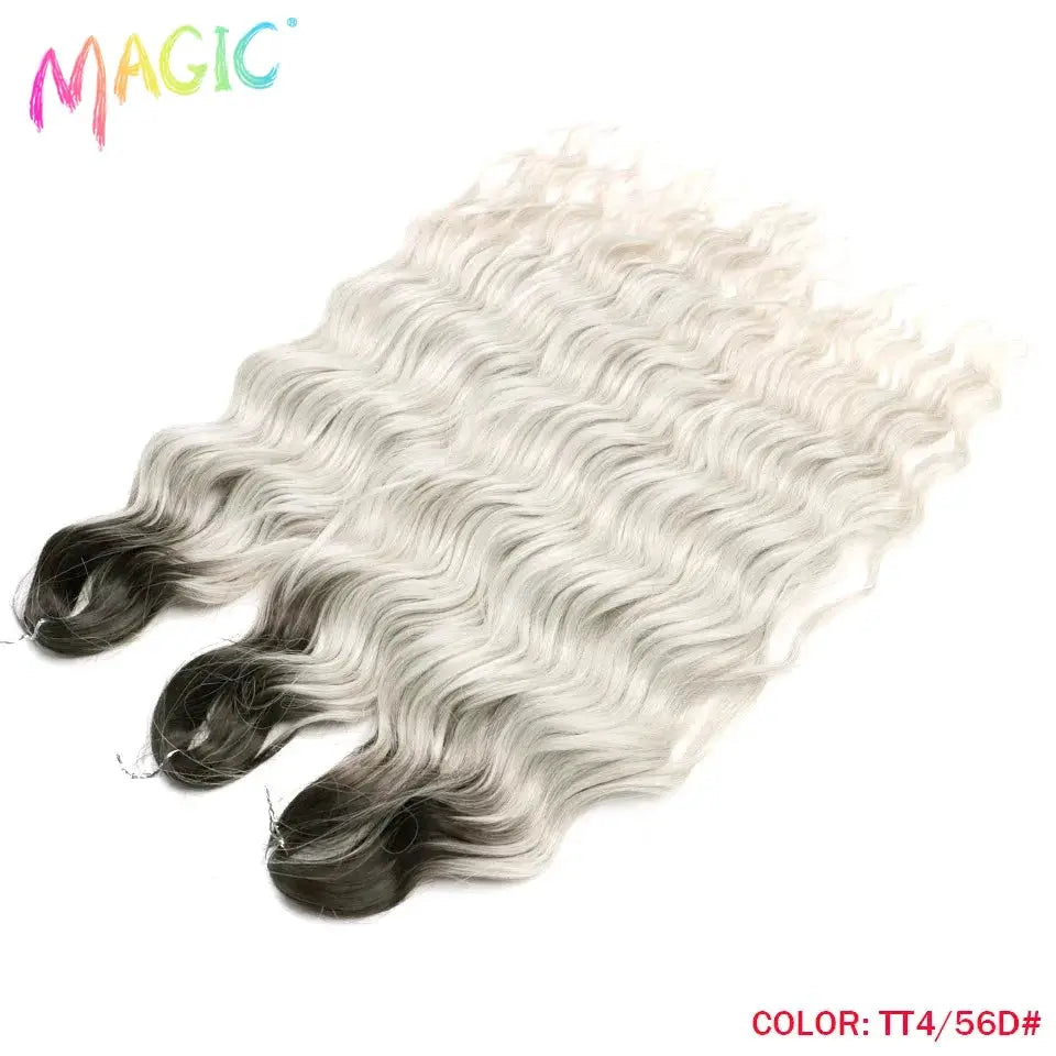 Anna synthetic hair extensions, 24in water-wave ombre blonde TT4/56D, 3 bundles, Simples Market