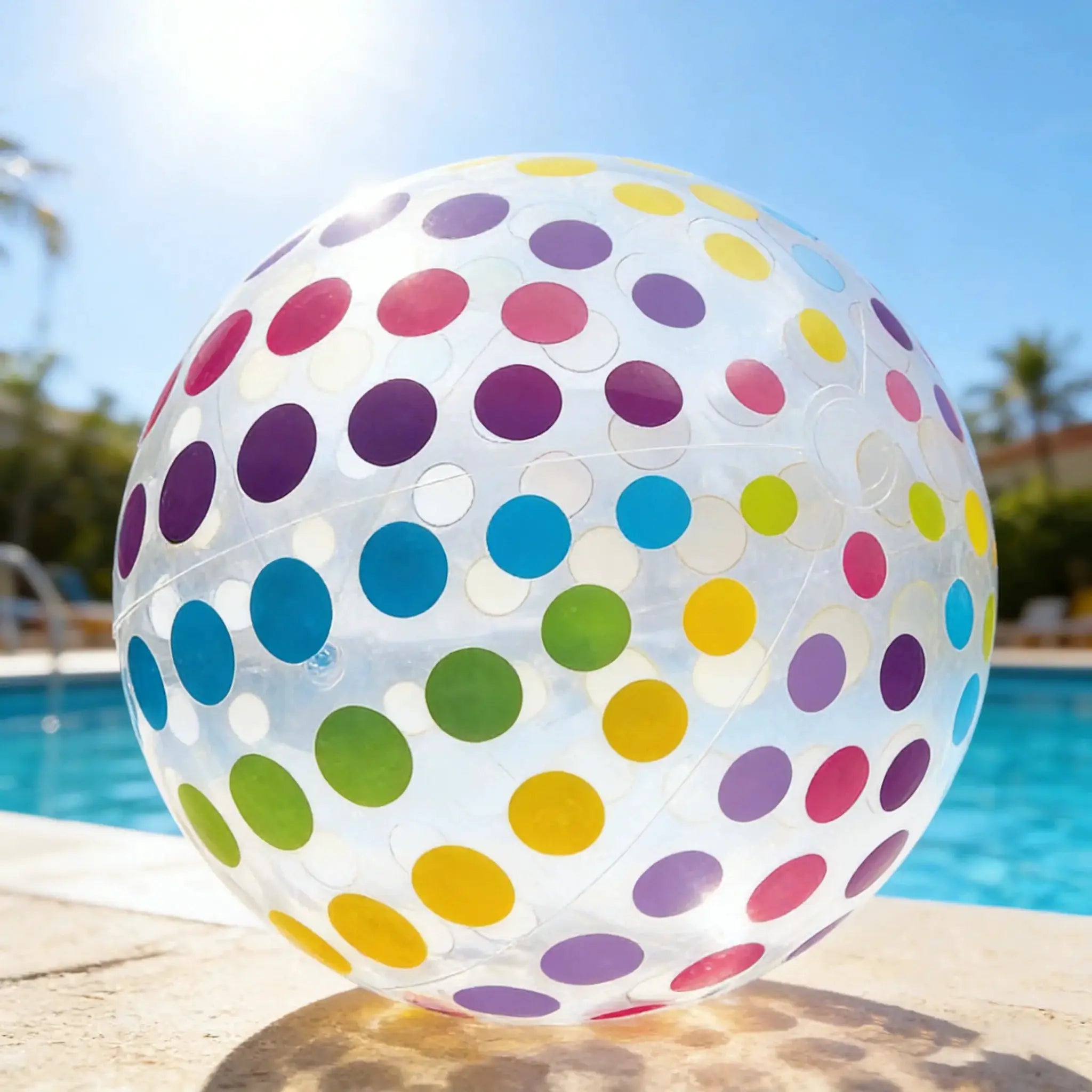 Lorful Dots And Stripes PVC Inflatable Ball Transparent Printed Toy For Pool Parties Outdoor Family Games