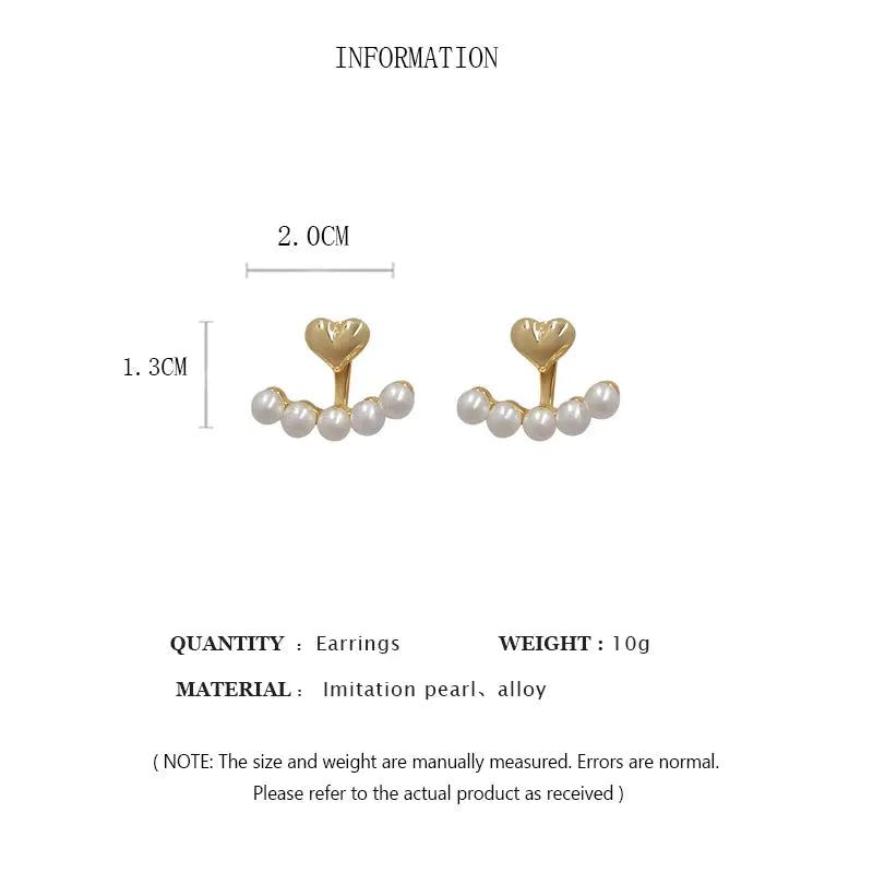 Light Luxury Imitation Pearl Stud Earrings Heart Shaped Ear Stud For Women Fashion Party Wedding Jewelry Gift