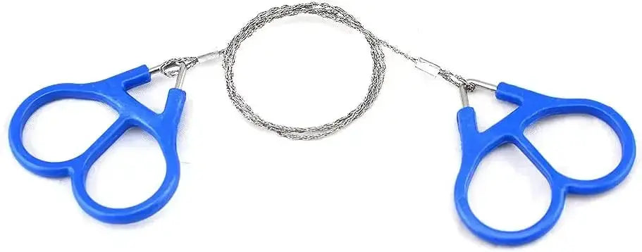 Simples Market blue plastic-handled pocket chain saw with steel wire chain between two handles