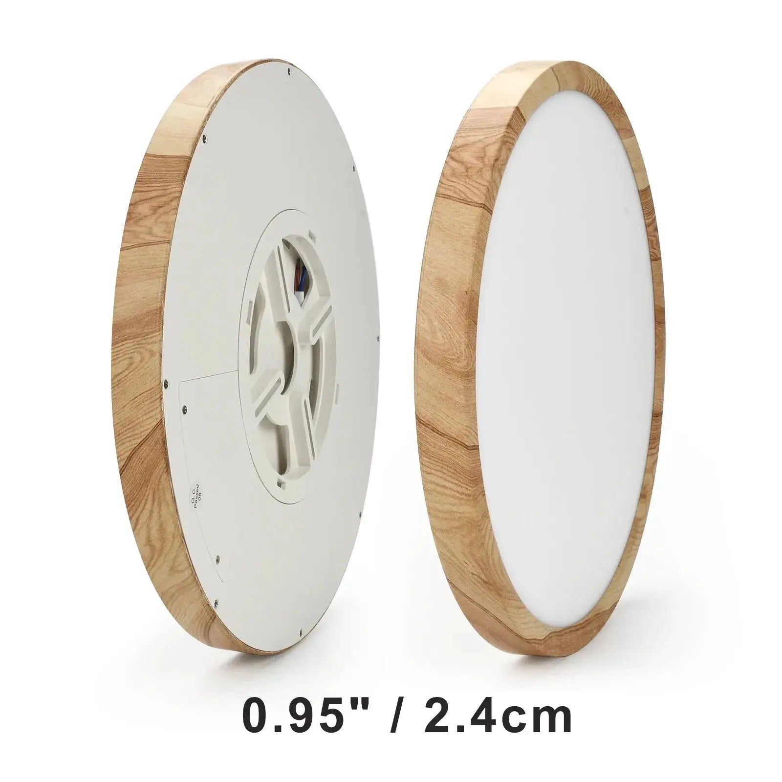 LVL LED ceiling light by Simples Market; wood-grain ring with white diffuser, round flush-mount (set of 2)