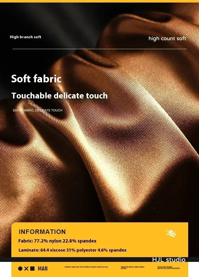 Men's ice silk boxers fabric close-up in copper-brown; soft, silky texture