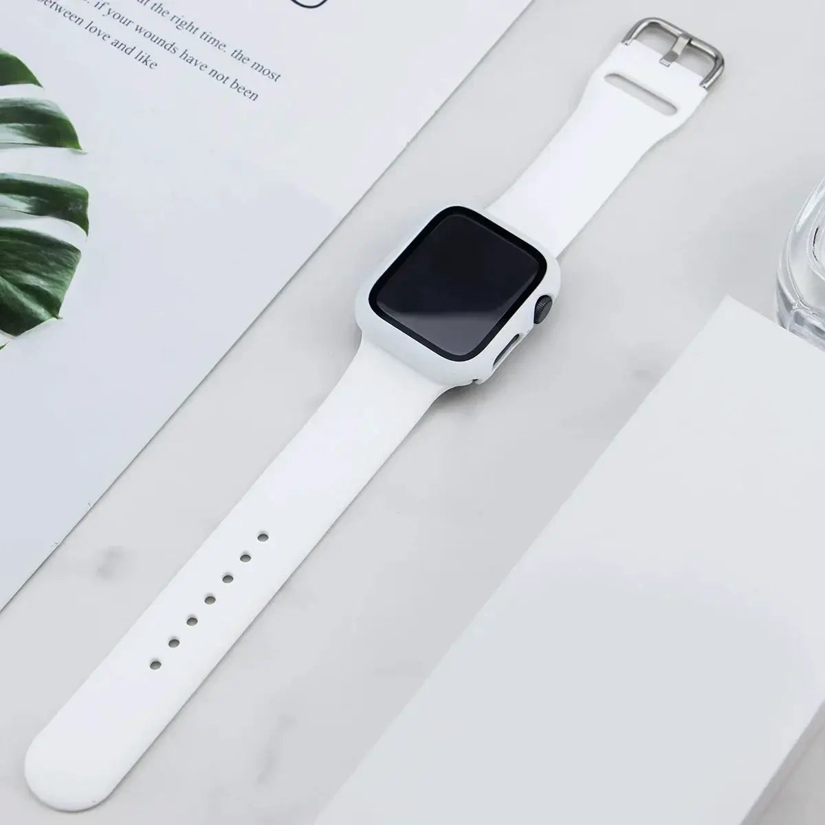 Glass+Case+Strap For Apple Watch band 44mm 40mm 45 41 38 42 46mm Silicone watchbands bracelet iWatch series 11 10 9 7 6 5 4 3 SE