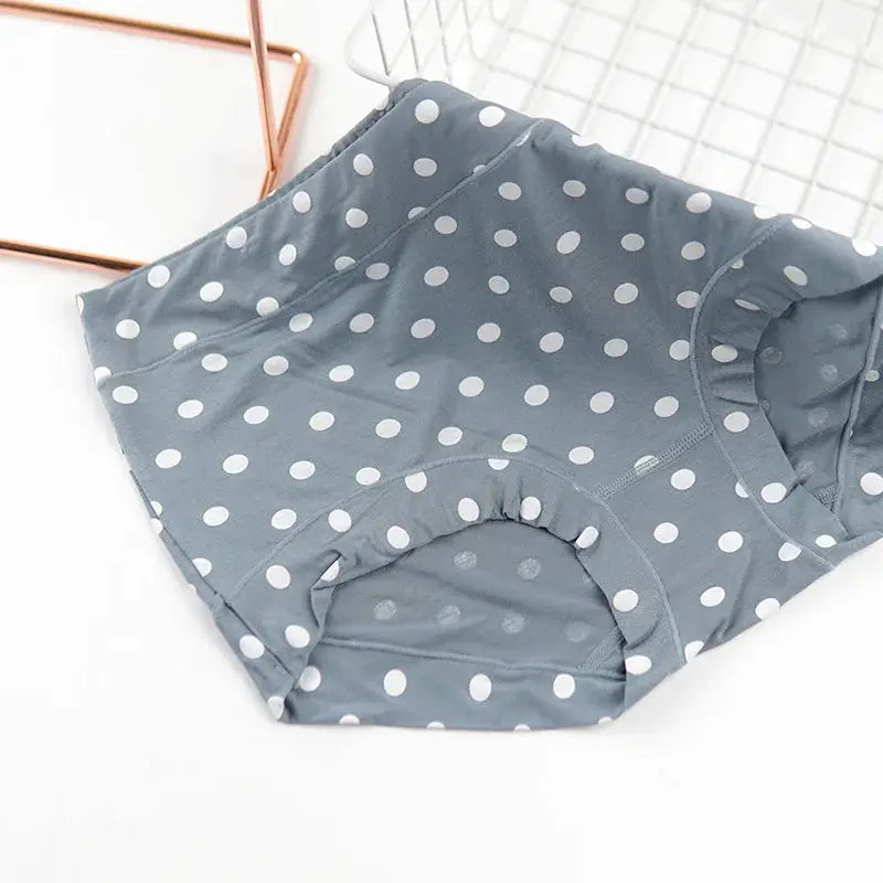 Panties blue-gray polka-dot high-waist boyshorts with white dots