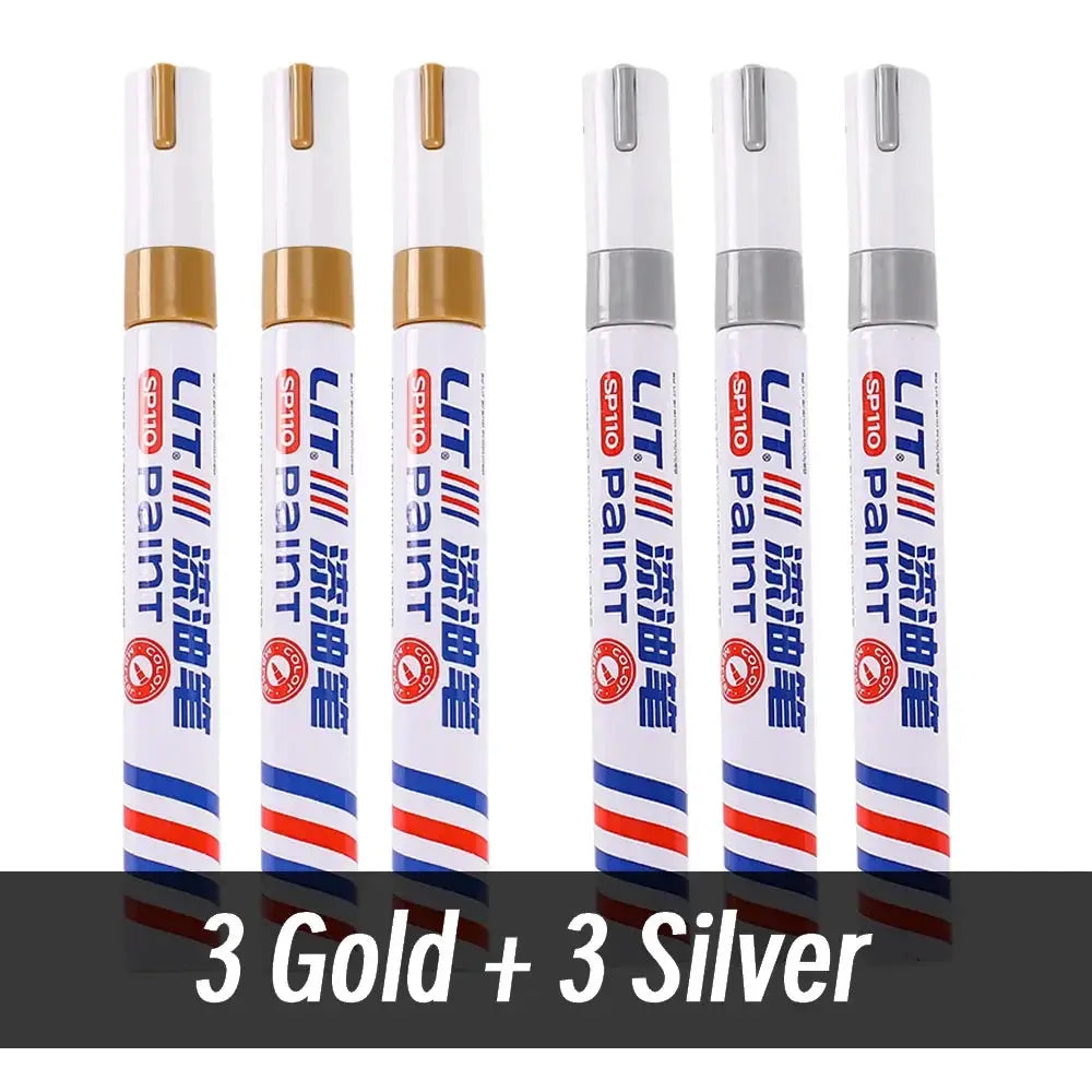 Simples Market paint marker set, 6pcs in gold and silver metallic, 3mm, waterproof permanent markers