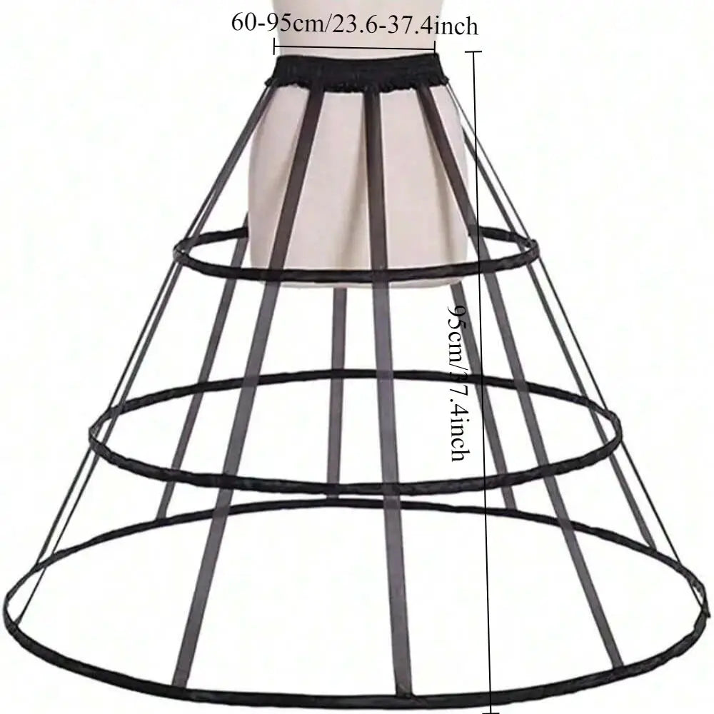 AuroraGown Girls 3 Hoops Crinoline Cage Bustle Petticoat Adjustable Pannier For Dramatic Dress Volume