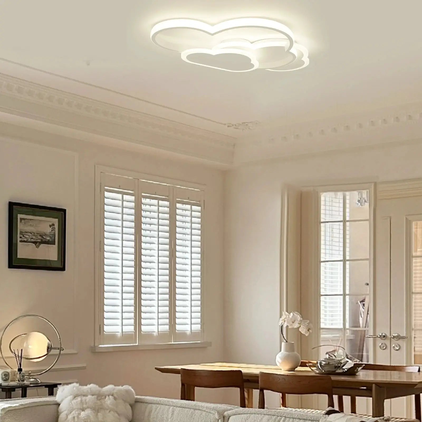 Cloud LED ceiling lamp by Simples Market; white cloud-ring design, 52cm, ideal for living room.