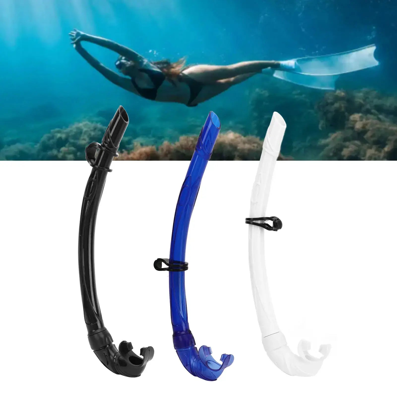 Qiilu PVC Easy Breath Snorkel With Comfortable Silicone Mouthpiece For Scuba Diving And Freediving Equipment