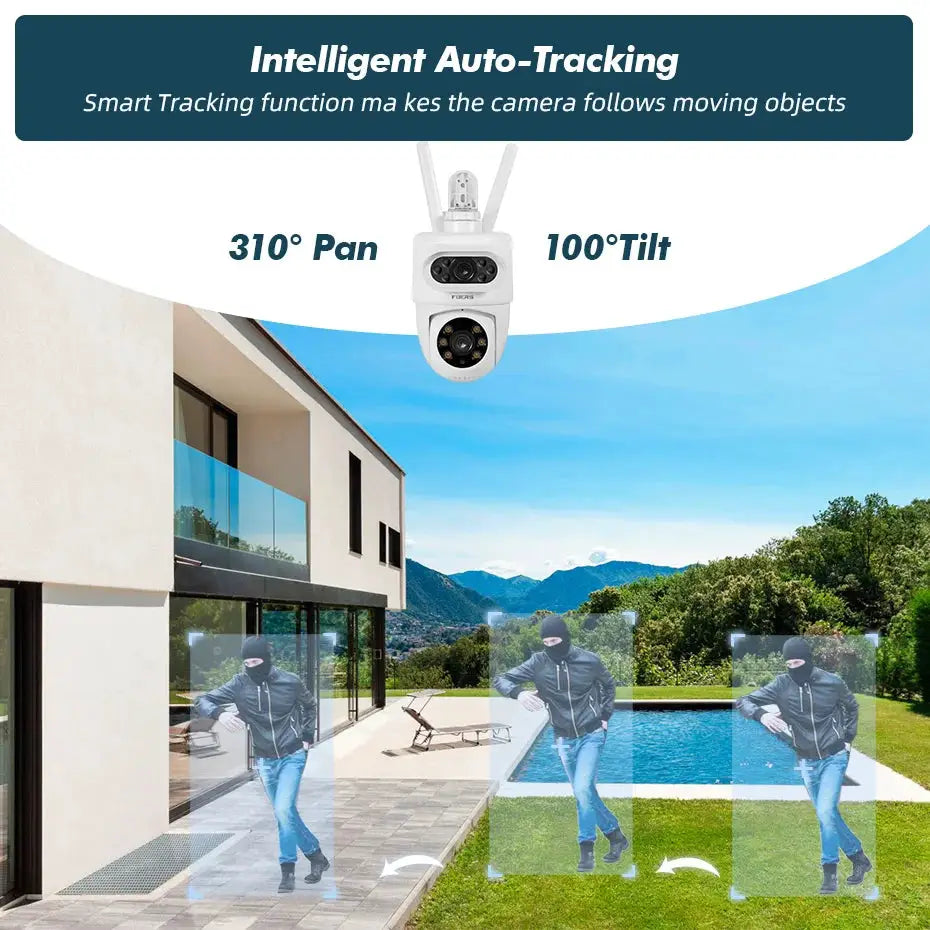 FUERS 5K 10MP dual-lens outdoor white IP camera with auto-tracking and Tuya smart WiFi CCTV