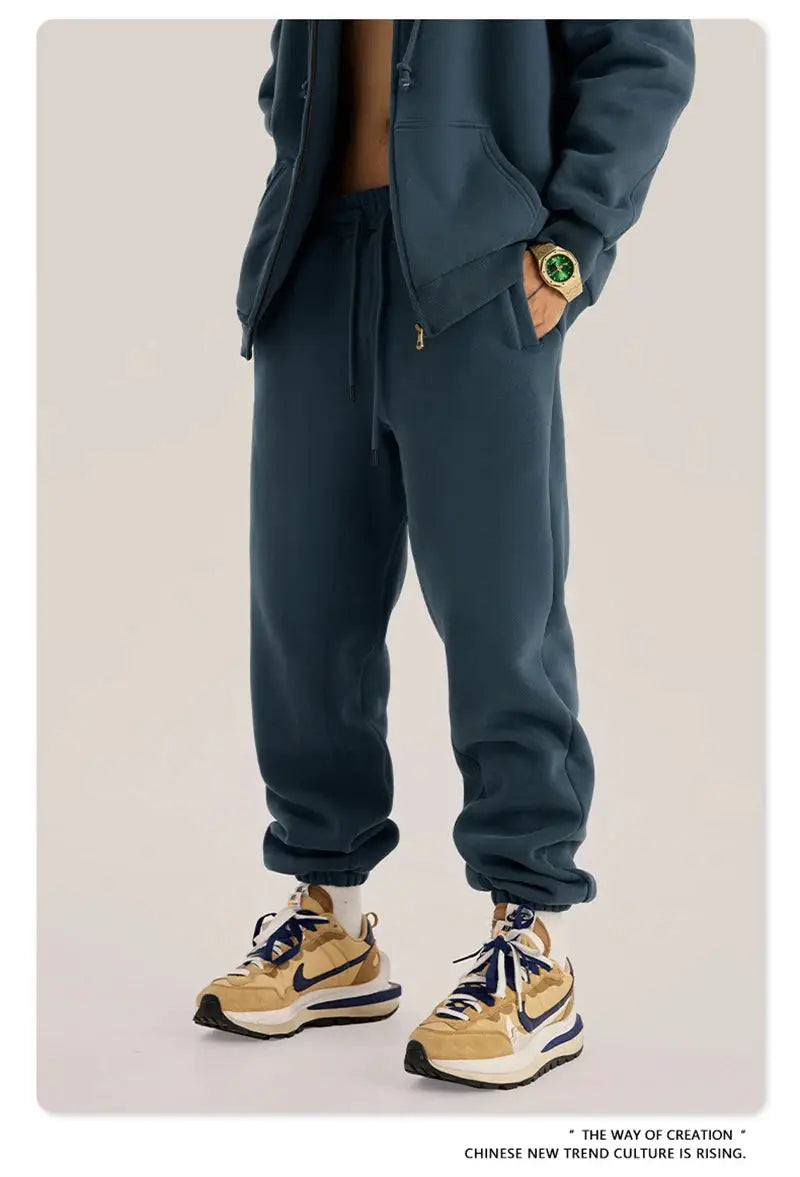 ZODF fleece sweatpants by Simples Market, teal unisex joggers with drawstring waist