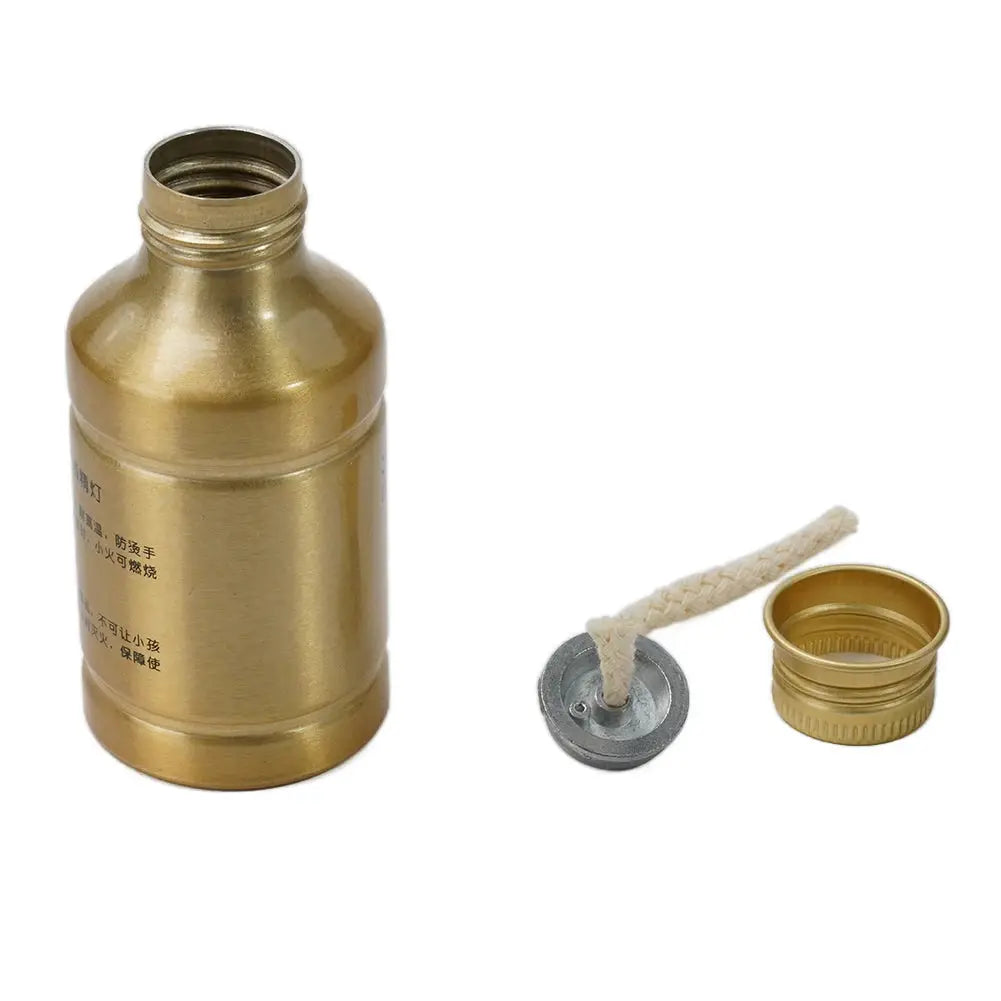 Portable 100ml gold-tone aluminum alcohol lamp with wick and cap for outdoor camping