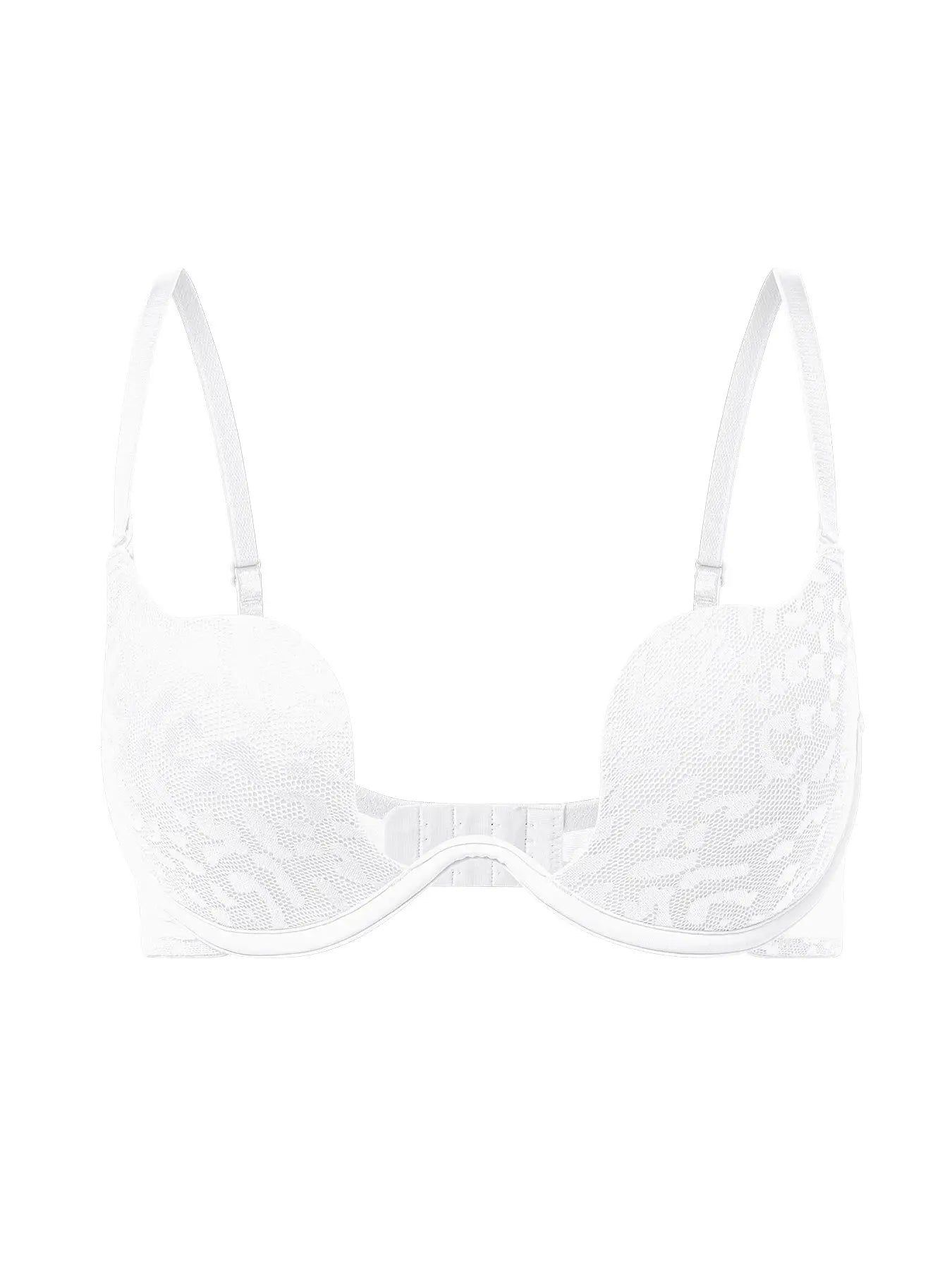 Solid white lace underwire push-up bra with padded cups by Simples Market
