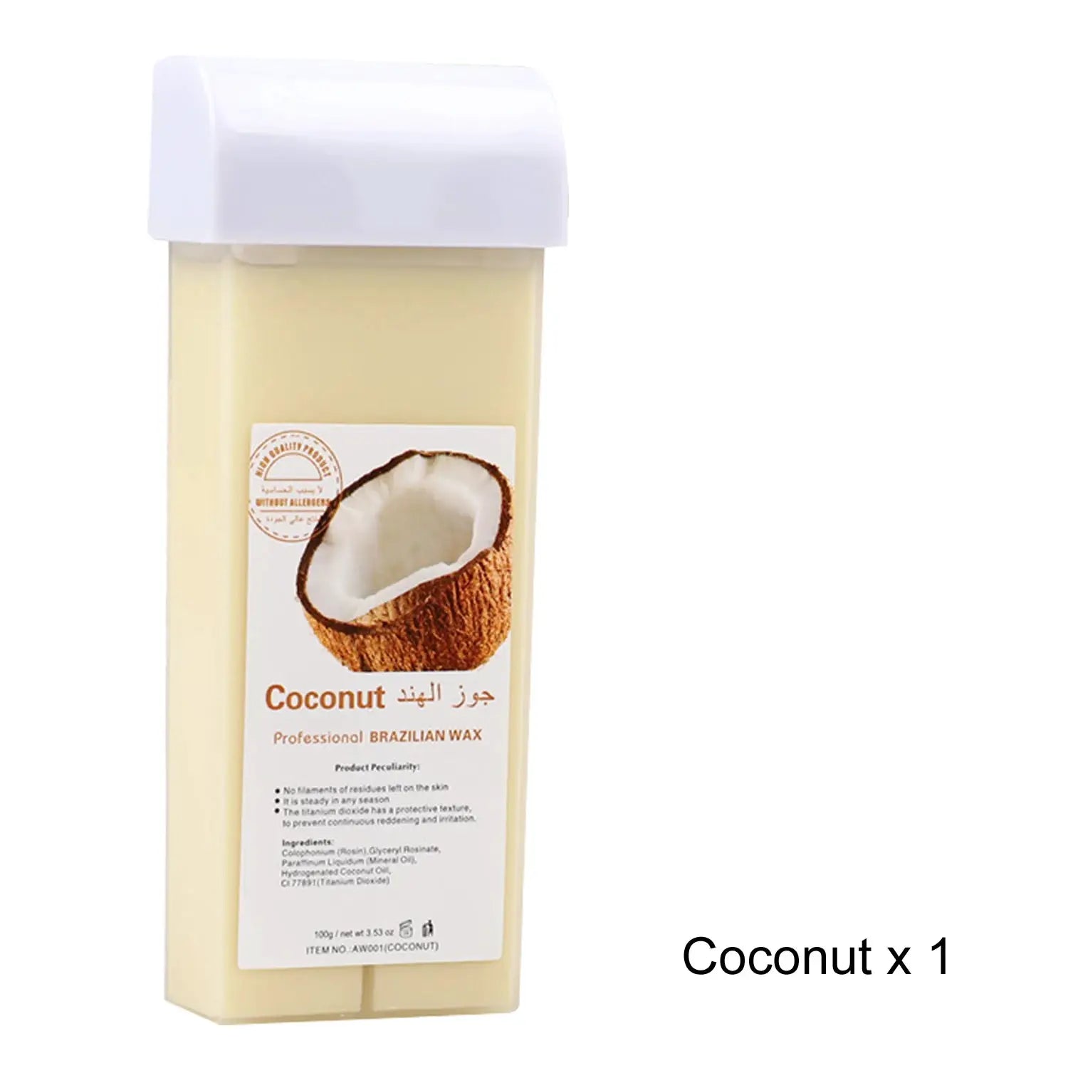 Coconut wax roll-on refill bottle by Simples Market with white cap and coconut label