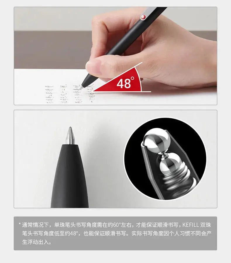 KACO 0.5mm gel ink pen by Simples Market; black barrel, quick-dry writing, tip closeup.