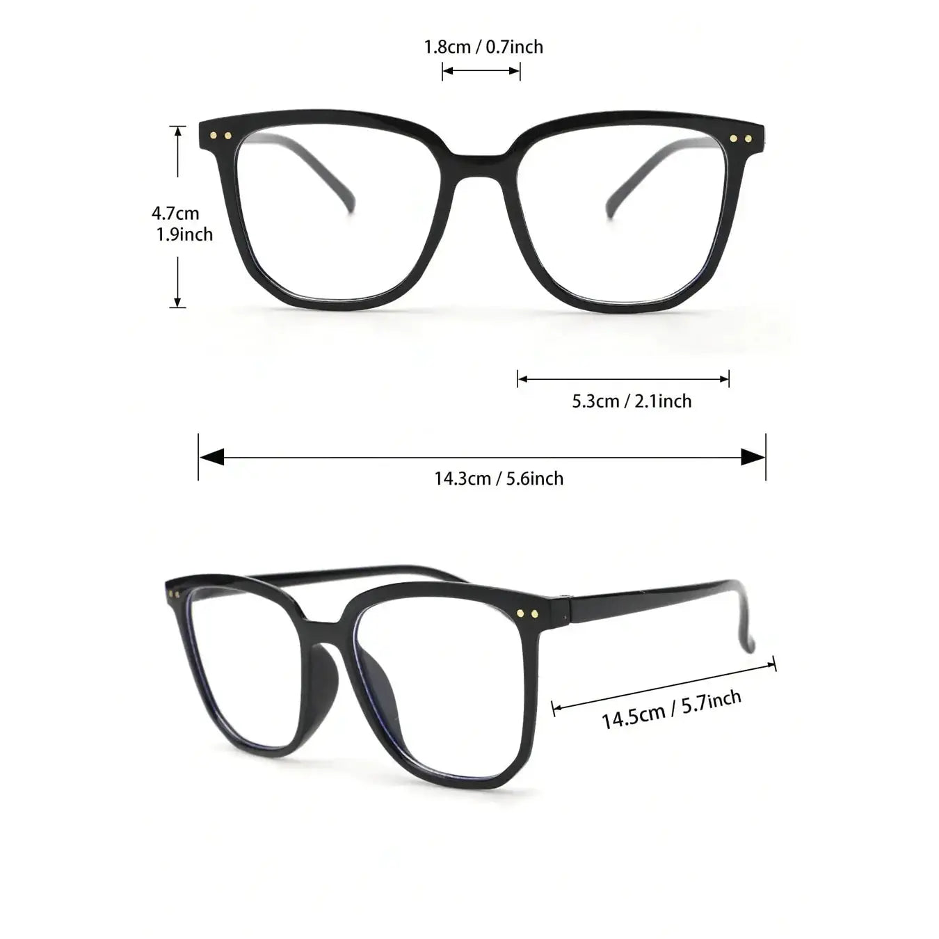 NovaSight Unisex Classic Square Frame Glasses Two Piece Set Lightweight Titanium Plastic Frames For All Day Comfort