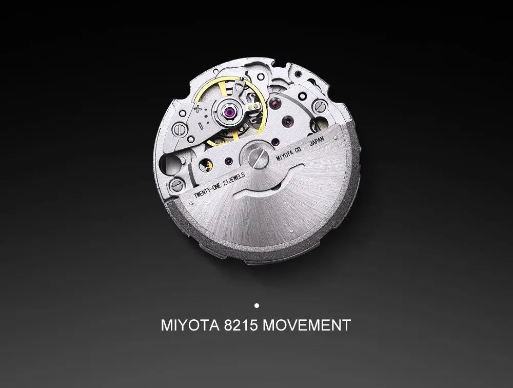 MIYOTA 8215 movement, silver-toned mechanical watch movement with visible gears