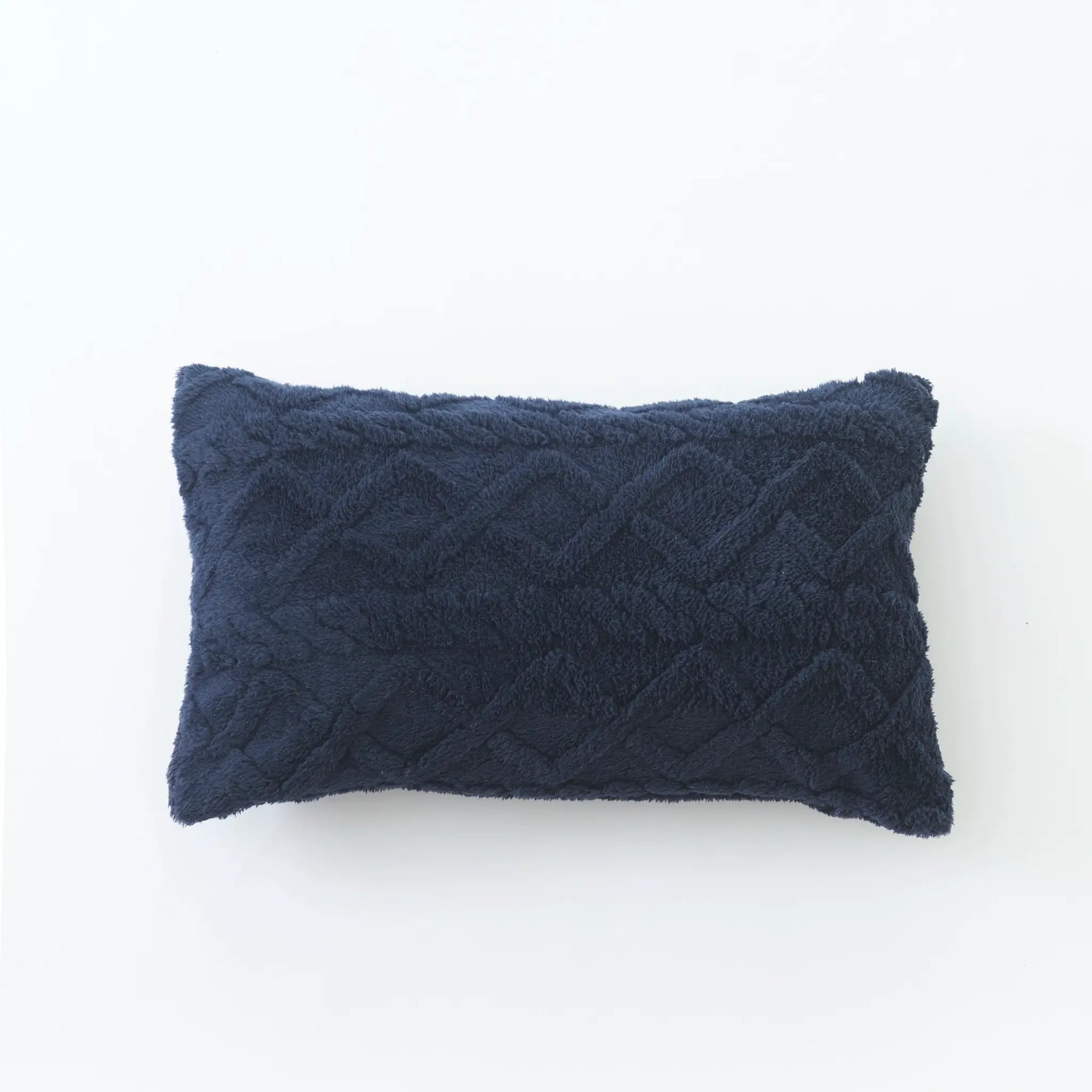 Lumbar pillow cover by Simples Market; plush navy blue, 30x50cm decorative cushion