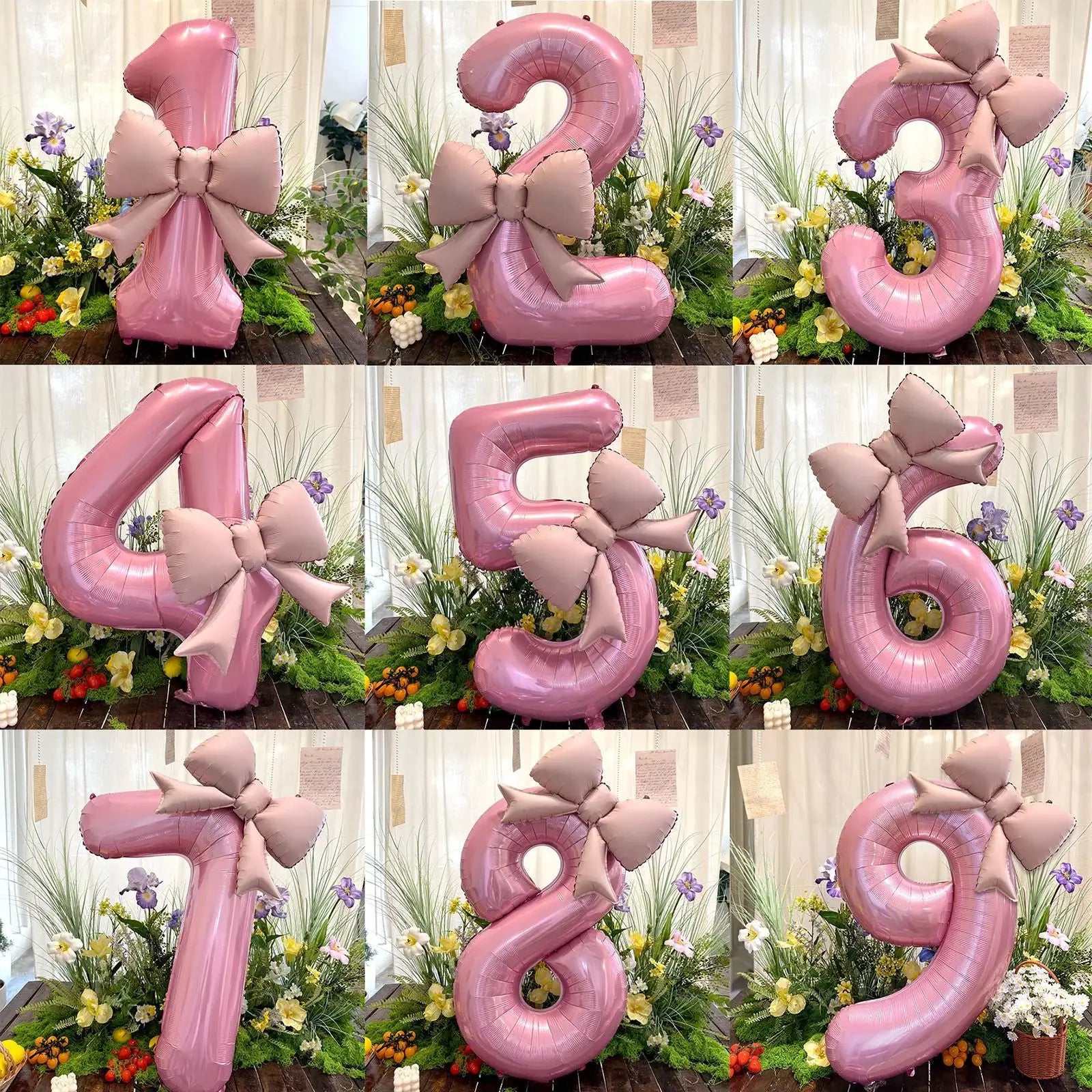 40 Inch Pink Digital Bowknot Aluminum Foil Balloons For Girls Wedding Birthday Party Decor Photo Props