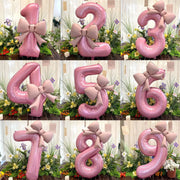 40 Inch Pink Digital Bowknot Aluminum Foil Balloons For Girls Wedding Birthday Party Decor Photo Props