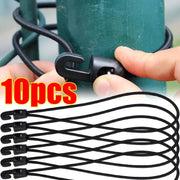 10 pcs black bungee cords with hooks for camping tarpaulin, elastic tie-down set