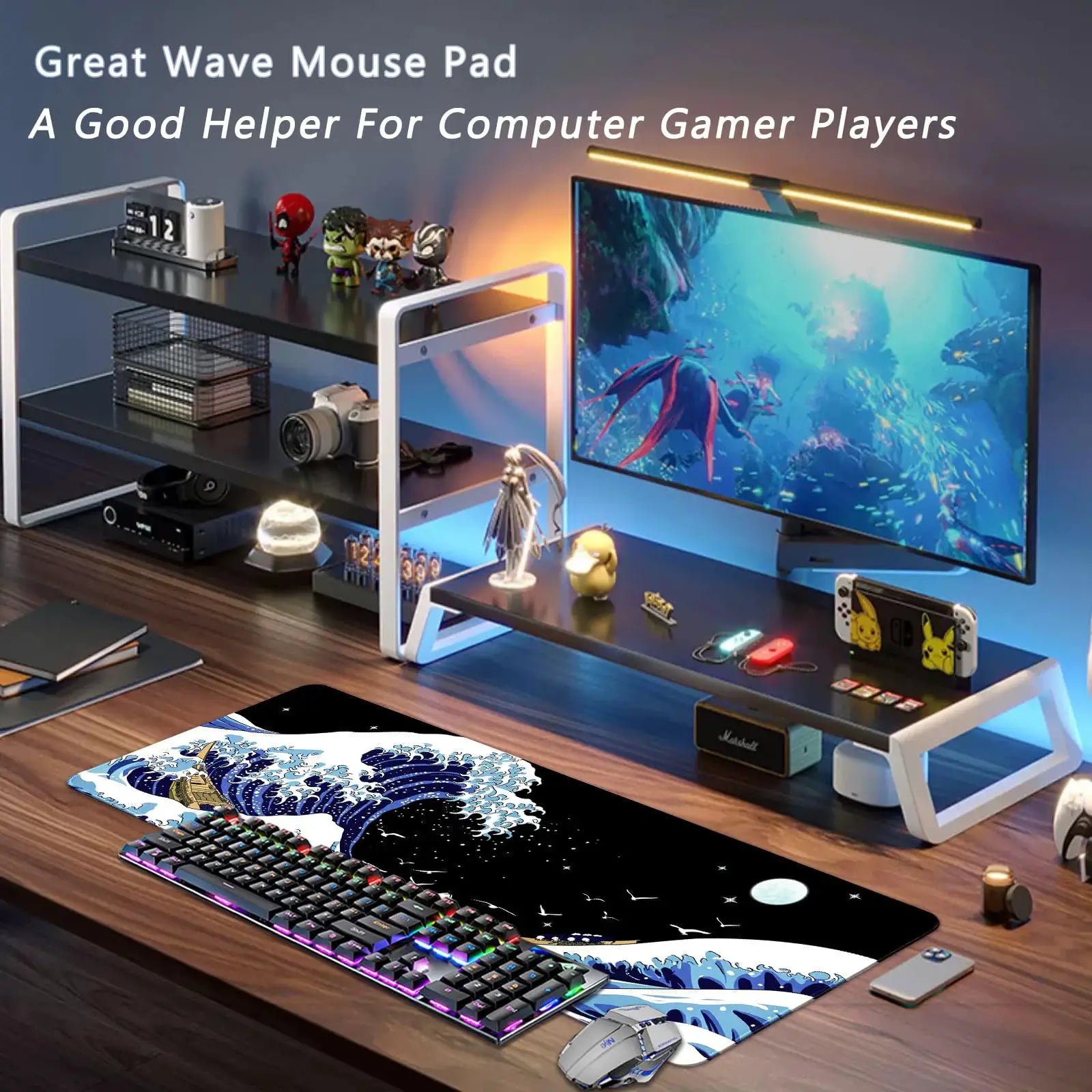 Large Desk Gaming Mouse Pad With Stitched Edges And Non Slip Rubber Base Extended Size For Precision