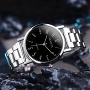 Yo Men's Quartz Wristwatch Casual Silver Alloy Band Timepiece For Everyday Wear With Arabic Numeral Markers