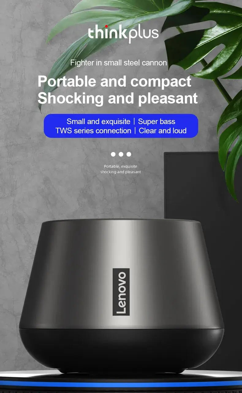 Lenovo K3 Pro Bluetooth speaker with metallic silver body and black base; portable outdoor loudspeaker.