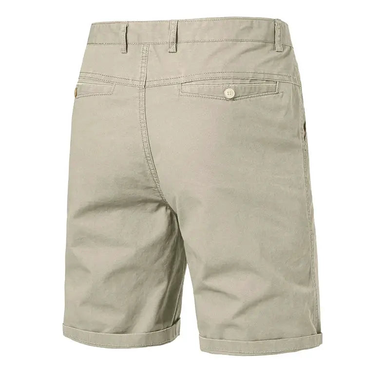 Men's beige lightweight quick-dry golf shorts with flat front and 4 pockets by Simples Market