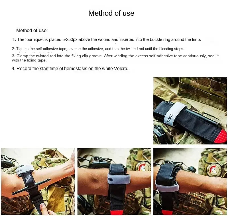 Simples Market tourniquet with aluminum rod; 65/75/95 cm, reusable tactical survival hemostasis, multiple views