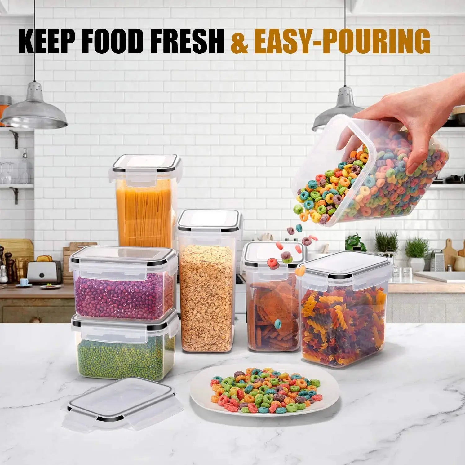 KitchenCare 7 Piece BPA Free Airtight Food Container Set With Stackable Lids For Fresh Food Storage Keeps Food Fresh