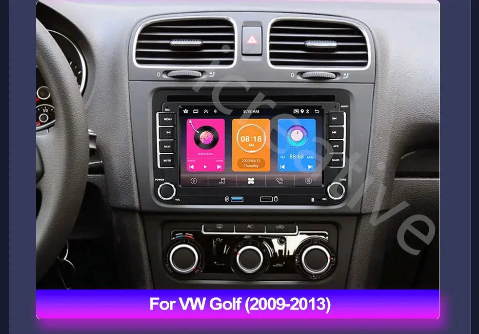 2Din Android car stereo head unit for VW Golf (2009–2013) with GPS, WiFi and CarPlay