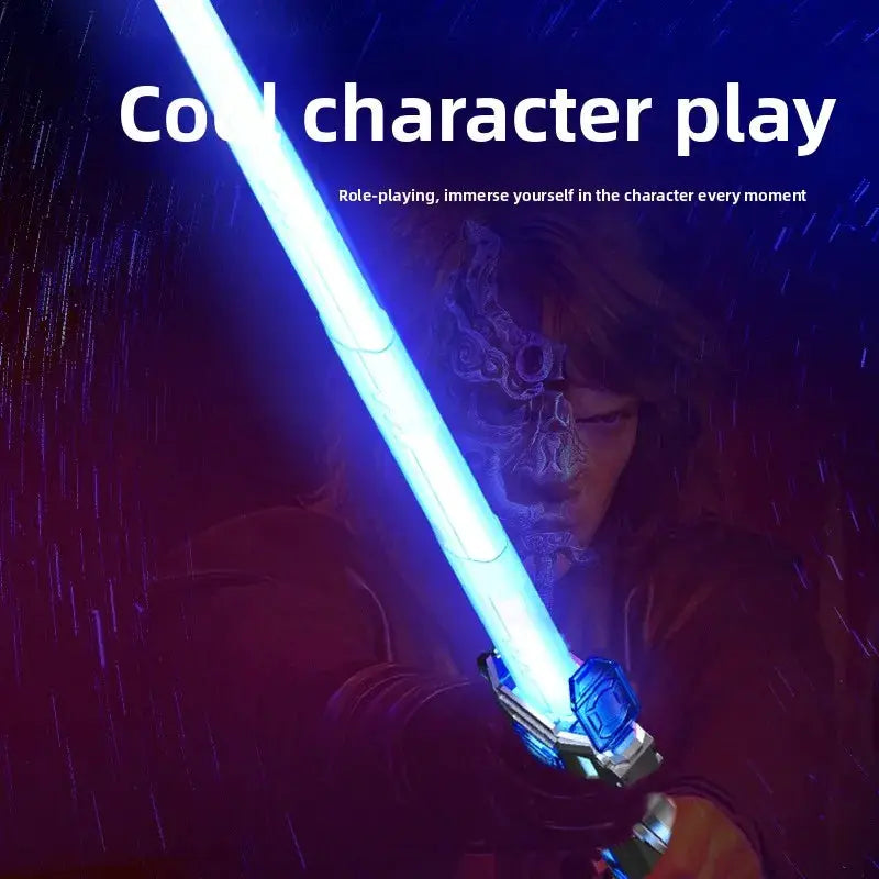 Children Colorful Glowing Telescopic Sword Toy 2 In 1 Light Up Laser Sword With Music Rotating Decompression Toy