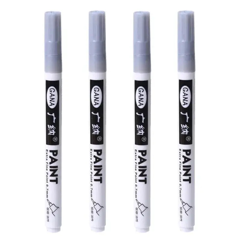 GANA 4-pack oil-based paint markers, white bodies with gray caps, 0.7mm extra-fine tips