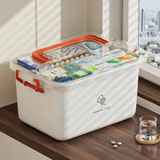 Large Capacity Portable Medicine Box With Multi Layer Drug Storage For Home First Aid Kit And Family Emergency