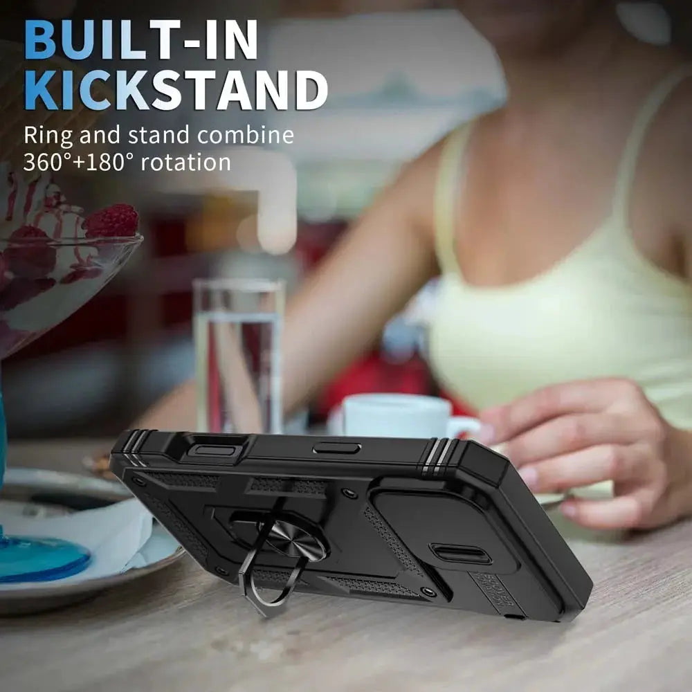 Simples Market black rugged phone case with built-in kickstand and ring holder for iPhone models