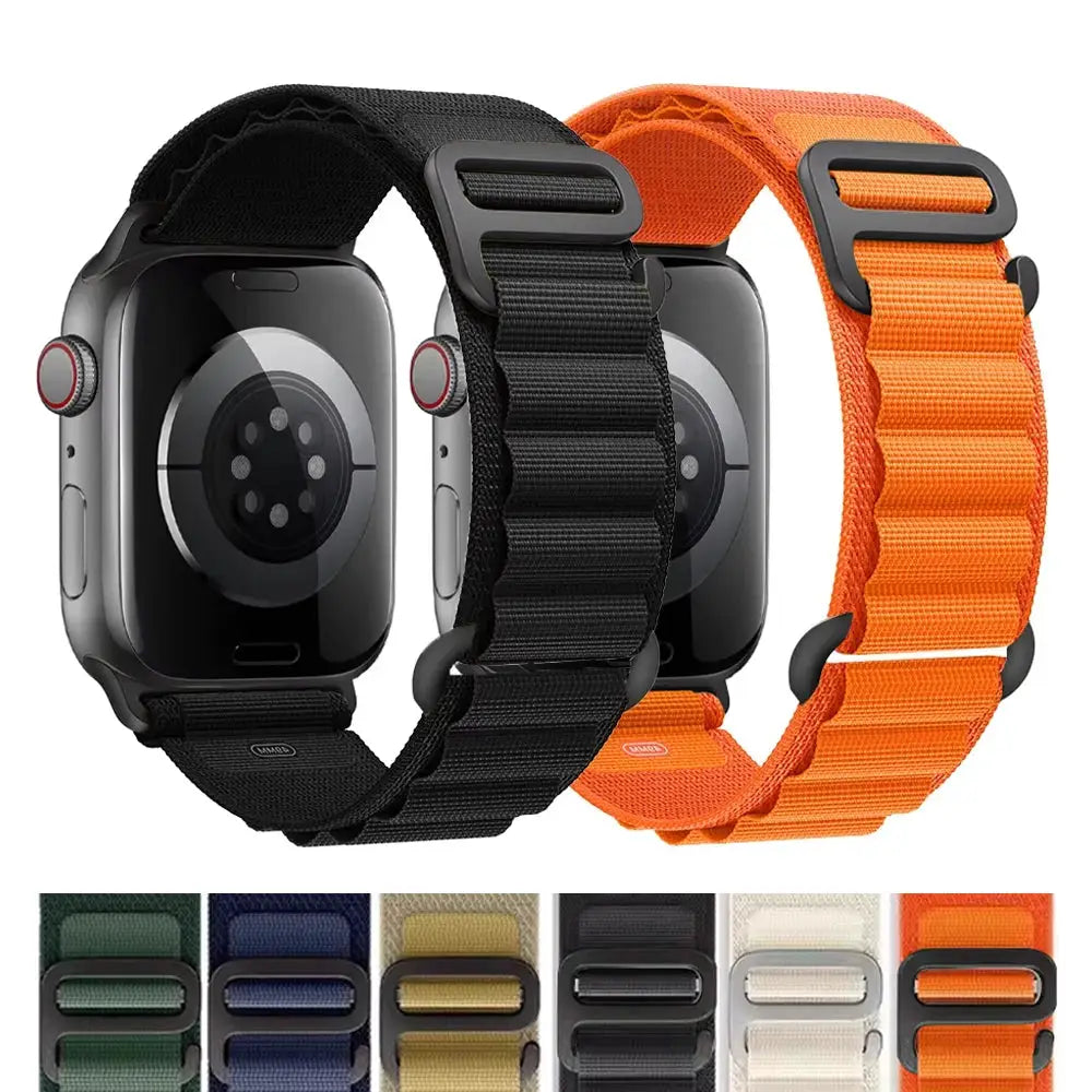 Apple Watch nylon Alpine bracelet straps set by Simples Market for 40–49mm watches in multiple colors