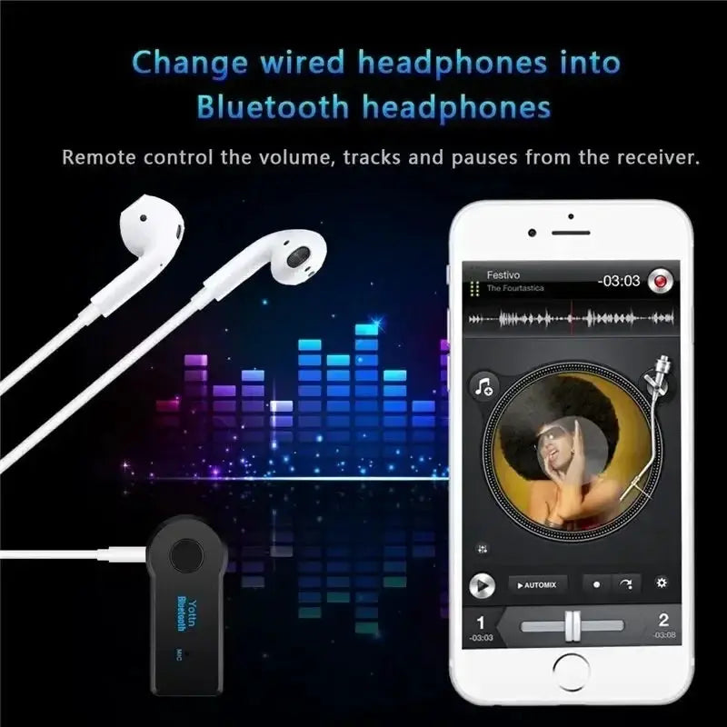 PulseTech Bluetooth 5.0 Receiver For 3.5mm Aux Hands Free Car Audio And Wireless Stereo
